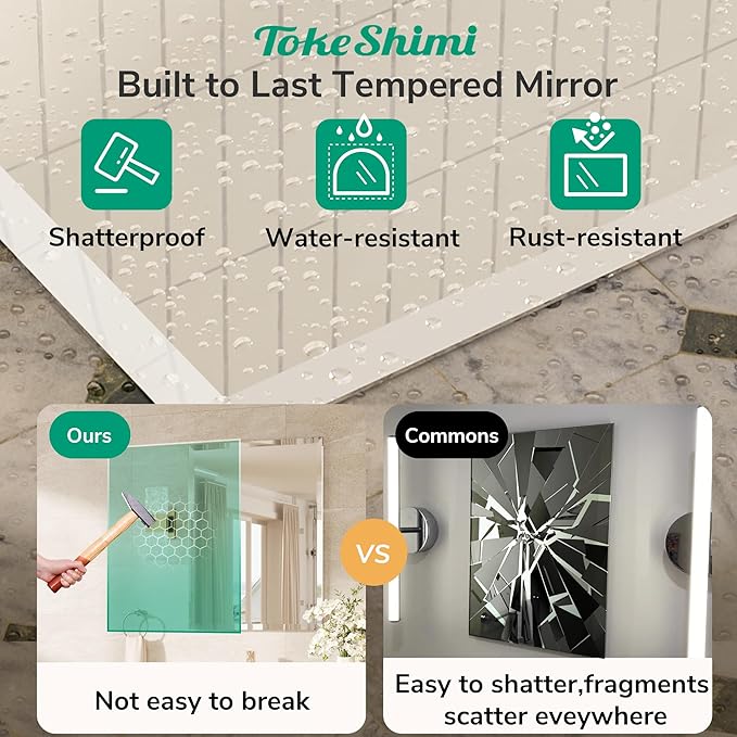 TokeShimi 24x30 Frameless Bathroom Mirror - Image 3