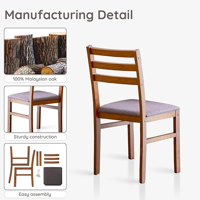 Livinia Seattle Modern Farmhouse Kitchen Dining Room Chair Set of 2, Solid Wood - Image 5
