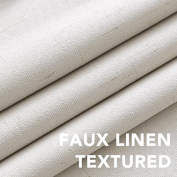 H.VERSAILTEX 100% Blackout Curtains Ivory, Linen Blackout Curtains 96 inch - Image 4