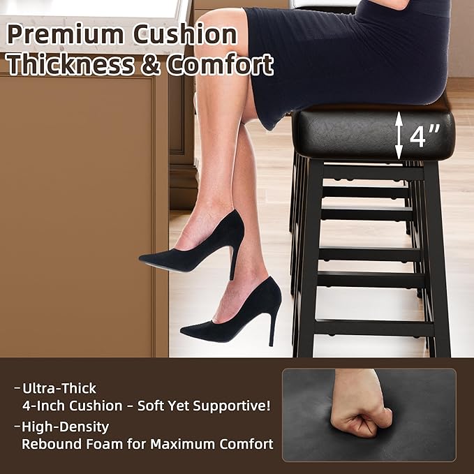 Counter Height Bar Stools Set of 3, 24 Inch Backless BarStools - Image 4