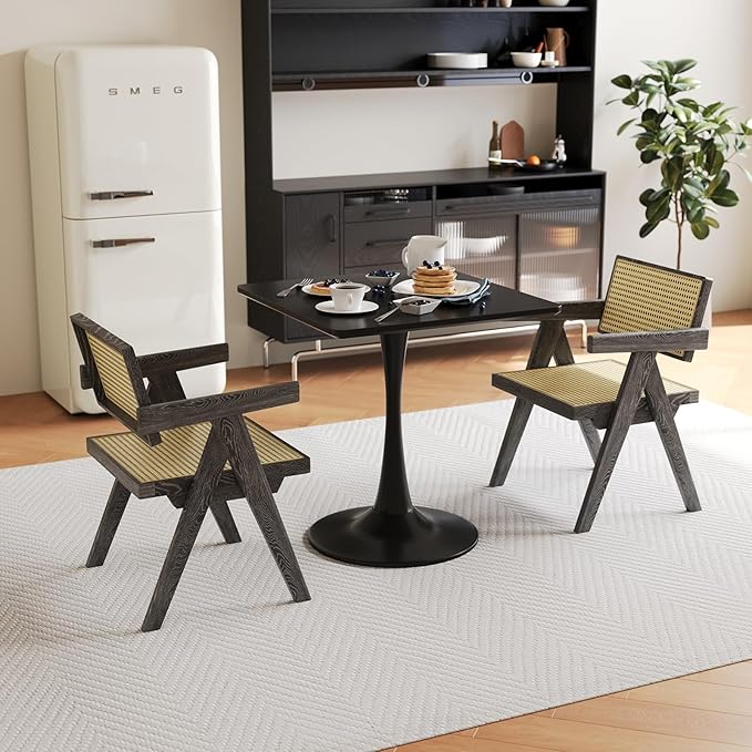 24" Black Small Dining Table for 2 or 4, Small Square Tulip Table for Kitchen - Image 5