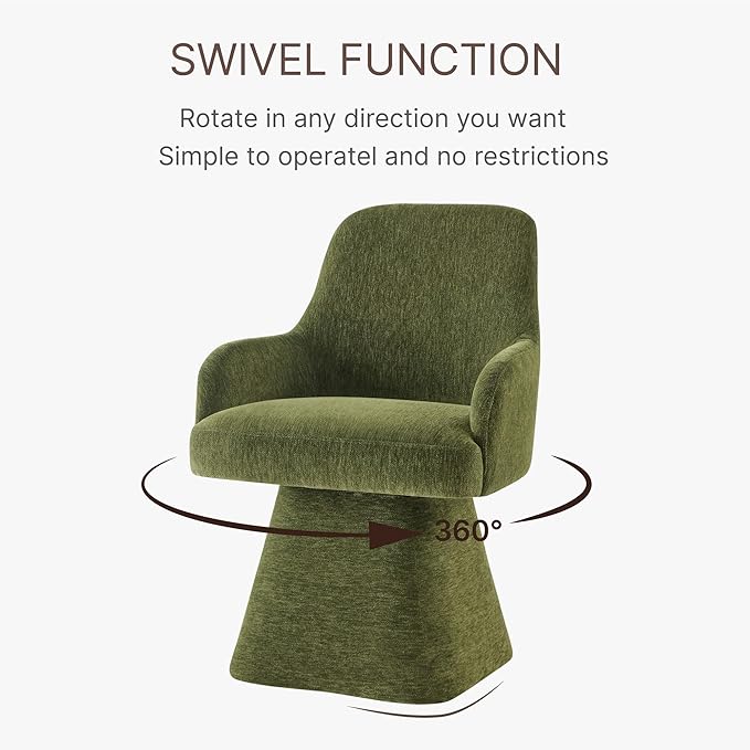 Swivel Dining Chairs Set of 2, Mid Century Modern Chairs Fabric Upholstered - Image 4