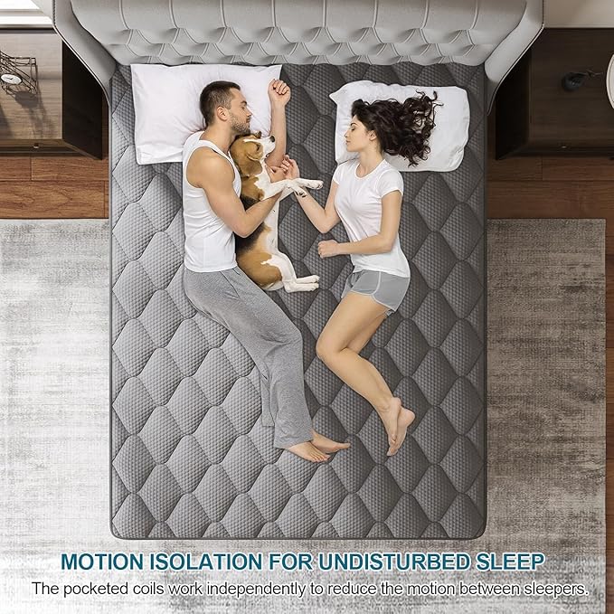 Twin Mattress, 14 Inch Hybrid Mattresses Grey Euro Top Medium Firm - Image 4