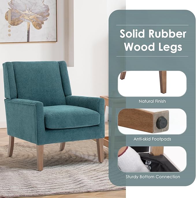 COLAMY Modern Wingback Living Room Chair Set of 2, Upholstered Fabric Accent - Image 5