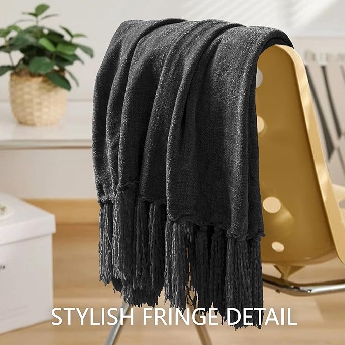 Chenille Throw Blanket for Couch 60"X 80" Twin, Soft Cozy Throws - Image 3