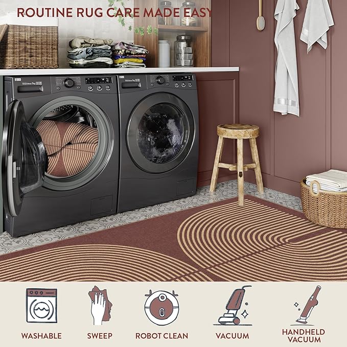 Lahome Modern Rainbow Easy Jute 2x6 Runner Rug, Farmhouse Stain Resistant Non - Image 5