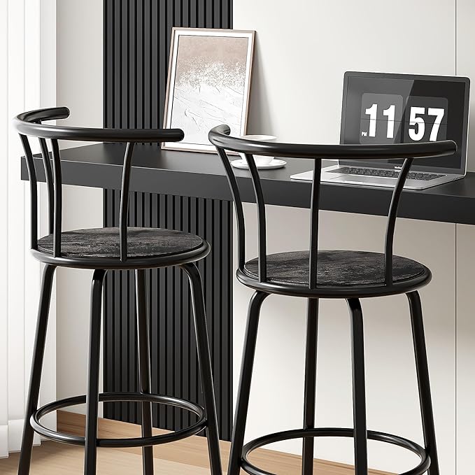 VECELO Bar Stools Set of 2, Swivel Counter Barstools - Image 6
