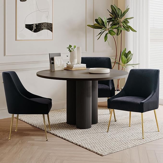Modern Velvet Dining Chairs Set of 2, Contemporary Upholstered Furniture - Image 6