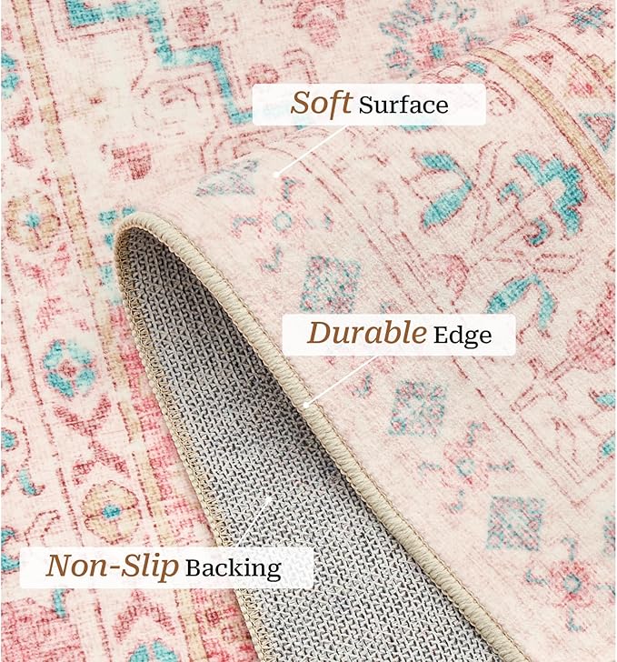 zesthome 8x10 Area Rugs for Girls Bedroom, Non-Slip Backing Washable Rugs - Image 4