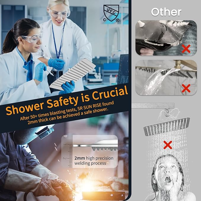 SR SUN RISE SRSH-F5043 Bathroom Luxury Rain Mixer Combo Set Wall Mounted - Image 4