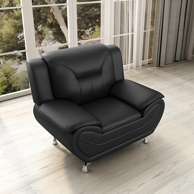 Container Furniture Direct Michael Modern Faux Leather Upholstered Stainless - Image 13