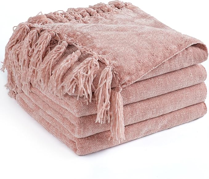 Chenille Throw Blanket for Couch 50"X 60", Soft Cozy Throws by LONGCREATE