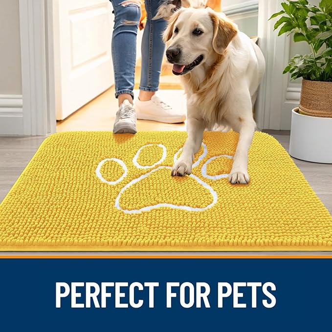 OLANLY Door Mat for Muddy Dog Paws 48x30, Ultra Absorbent Chenille Mud Doormat - Image 6