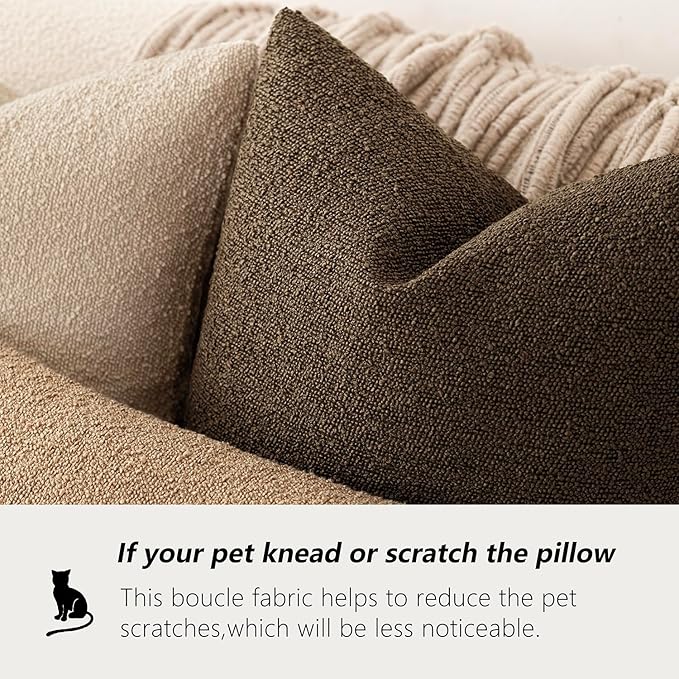 Foindtower Pack of 2 Textured Boucle Throw Pillow Covers Accent Solid - Image 4