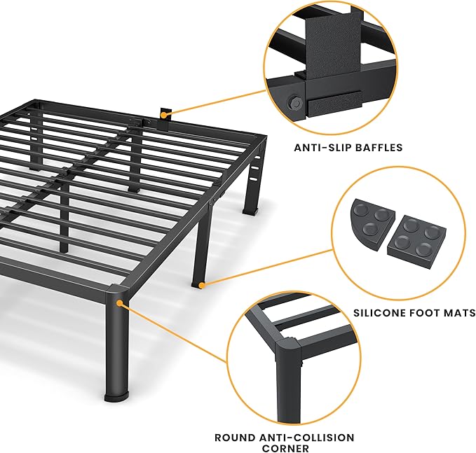 18 Inch California King Size Metal Platform Bed Frame - Image 4