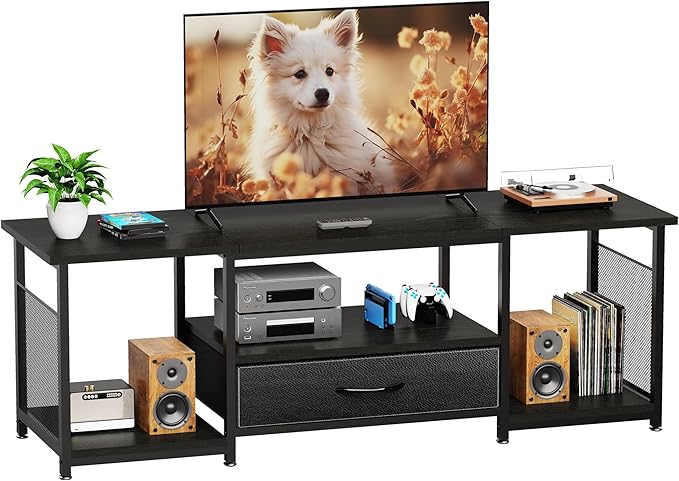 TV Stand with Drawers and Open Storage Shelves - Image 2