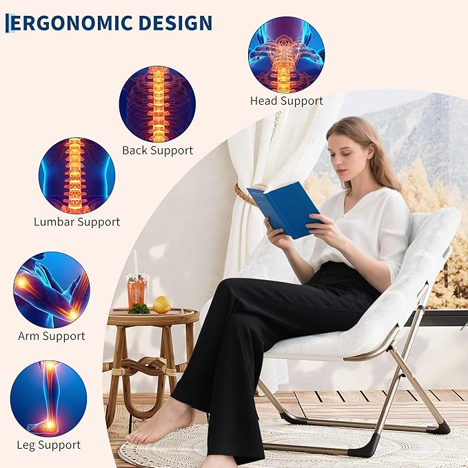Comfy Chair for Adults, Foldable Living Room Chairs, Soft Faux Fur Folding - Image 3