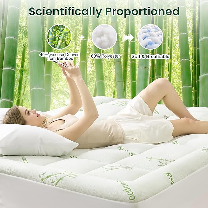 Love's cabin Full Size Mattress Topper, Rayon Derived from Bamboo, 900 GSM - Image 4