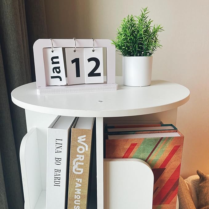 Heehee Wooden Rotating Bookshelf 360 Display Floor Standing Bookcase Storage - Image 7