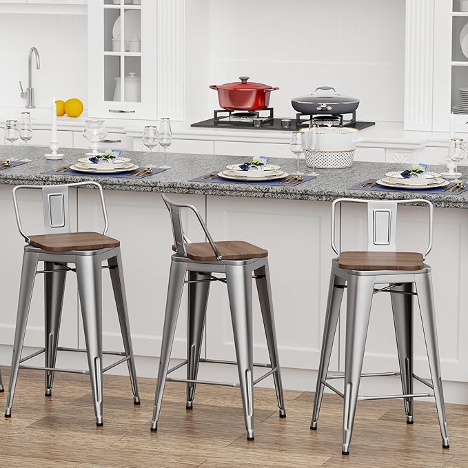 24 Inch Swivel Bar Stools Set of 4 - Image 6