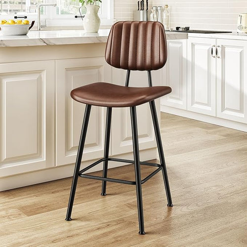 24-Inch Leather Bar Stools, Counter Height Barstools by Raynesys