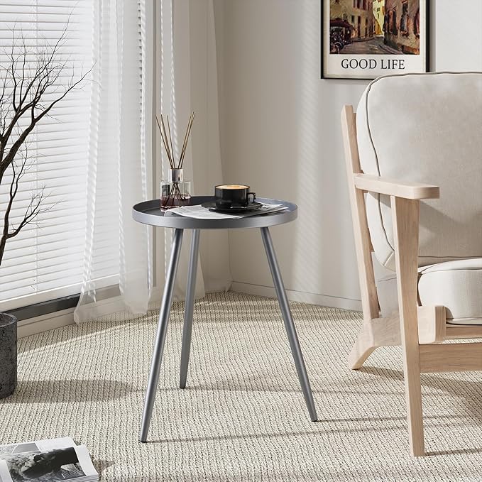 Apicizon 16" Round Side Table, Mid Century Modern Coffee or Circle Accent Table - Image 2
