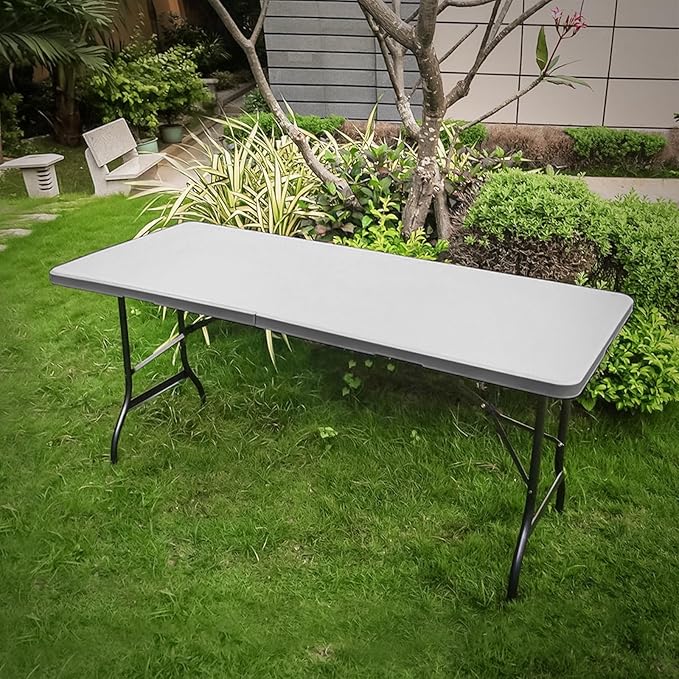 Athena Collection 6 ft Square Folding Dining Table, Large Plastic Foldable - Image 2