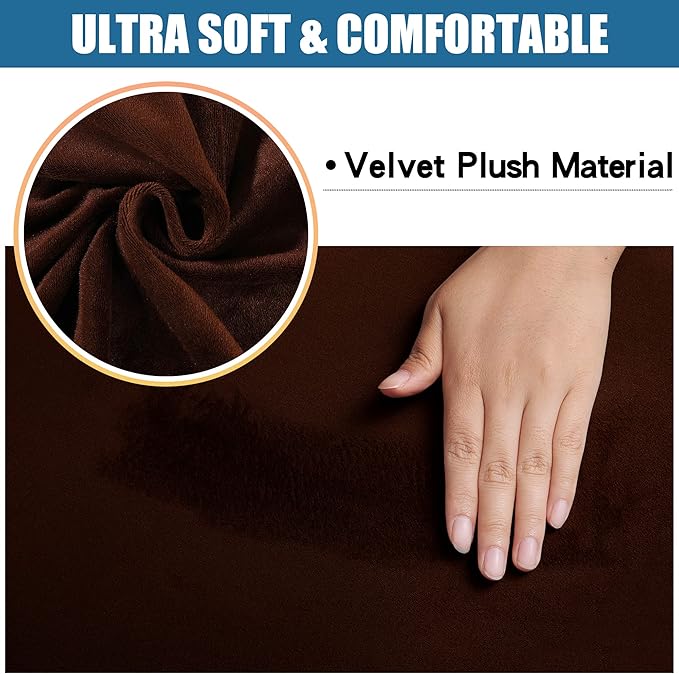 Smiry Velvet Seat Covers for Dining Room Chair Set of 2, Stretch Fit Removable - Image 2