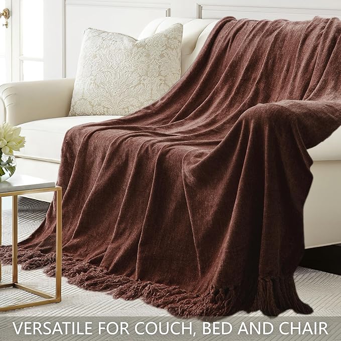 Chenille Throw Blanket for Couch 50"X 60", Soft Cozy Throws - Image 4
