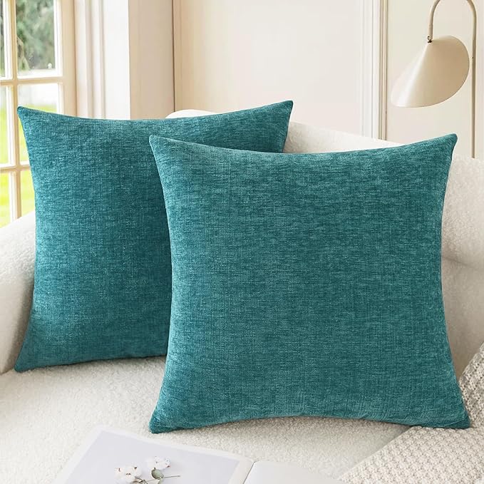 CaliTime Throw Pillow Covers Decorative 24 X 24 Inches Pack of 2 Cozy Chenille by CaliTime