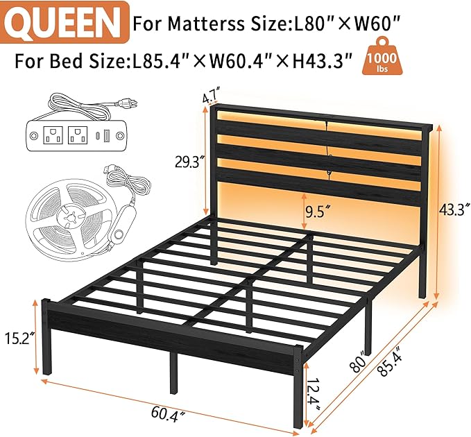 14 Inch Classic Metal Platform Bed Frame-Queen Bed Frame - Image 2