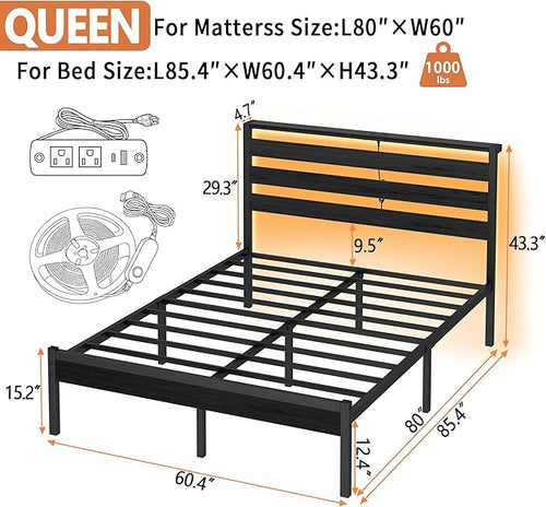14 Inch Classic Metal Platform Bed Frame-Queen Bed Frame - Image 2