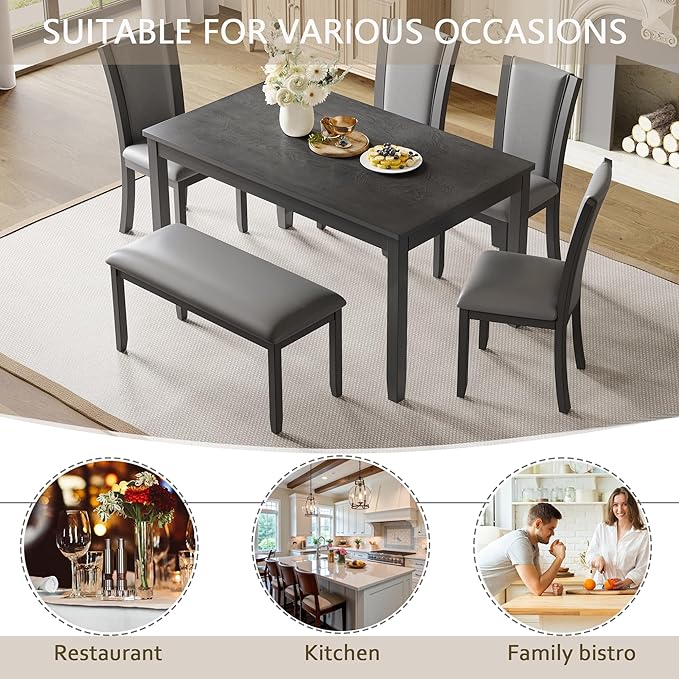 soges 6-Piece Large Dining Table Set - Image 4