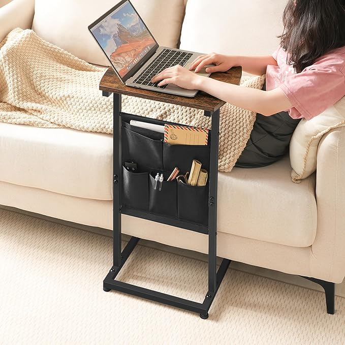 HOOBRO C Shaped End Table with Storage Bag, 28.3" Tall Small Side Table - Image 5