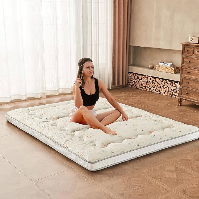 Dr.Futon Japanese Floor Futon Mattress Extra Thick Folding Roll Up Bed Topper - Image 6