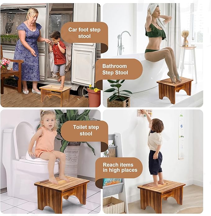 Wooden Step Stool for Adults, 6.5" Portable Wood Step Stool for Kids, Heavy - Image 4