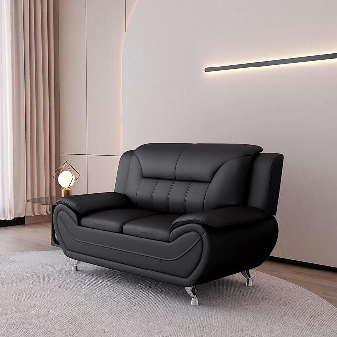 Container Furniture Direct Michael Modern Faux Leather Upholstered Stainless - Image 5