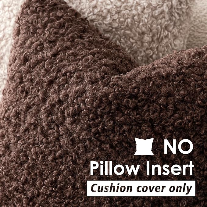 Foindtower 2 Pieces 24x24 Inch Red Brown, Faux Fur Throw Pillow Cover Accent - Image 3