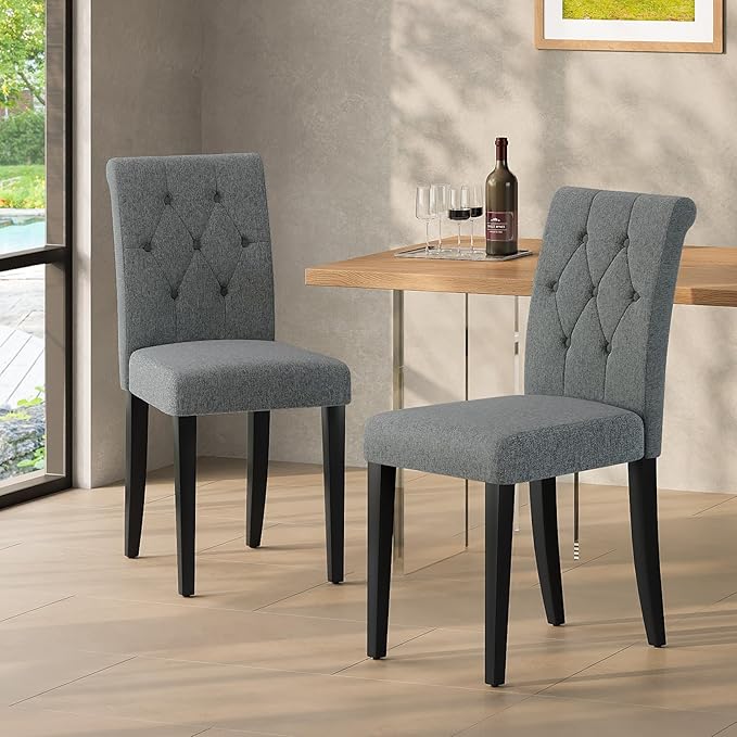 Upholstered Dining Chairs Set of 6, Button Tufted Parsons Dining Chair - Image 4