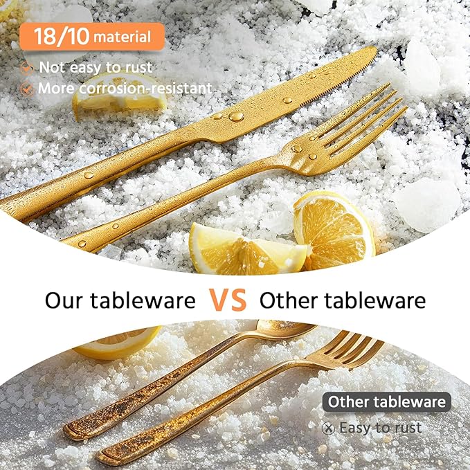 KINGSTONE Silverware Set for 12, 60-Piece Forged 18/10 Stainless Steel Flatware - Image 5