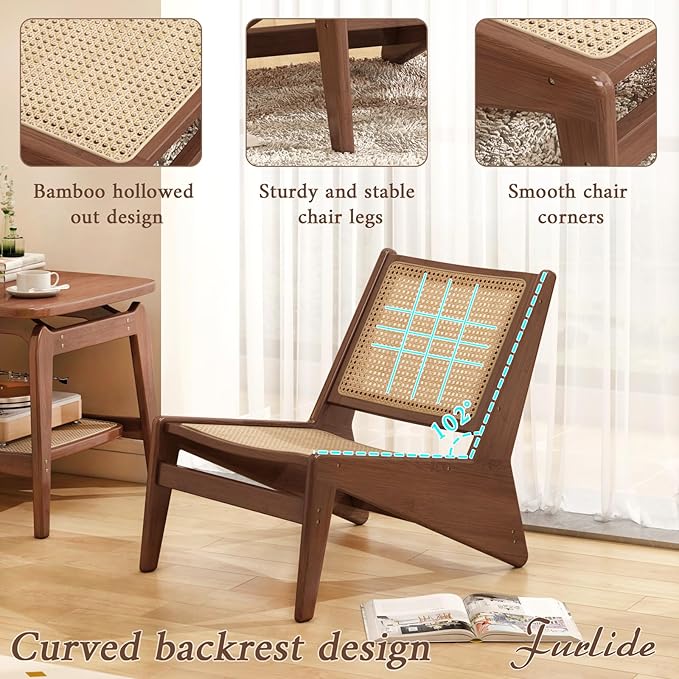 Mid-Century Accent Chair, Rattan Lounge Chair - Image 9