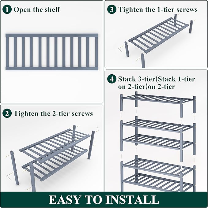 Smiry Shoe Rack, 5 Tier Bamboo Shoe Organizer, Stackable Free Standing Wooden - Image 6