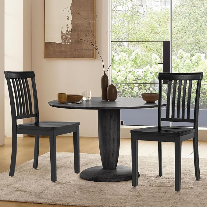 COLAMY Wooden Dining Room Chairs Set of 2, Spindle High Back Windsor Kitchen - Image 7