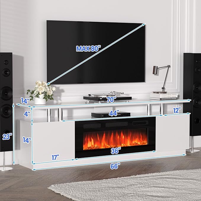 70'' Fireplace TV Stand, Entertainment Center - Image 2