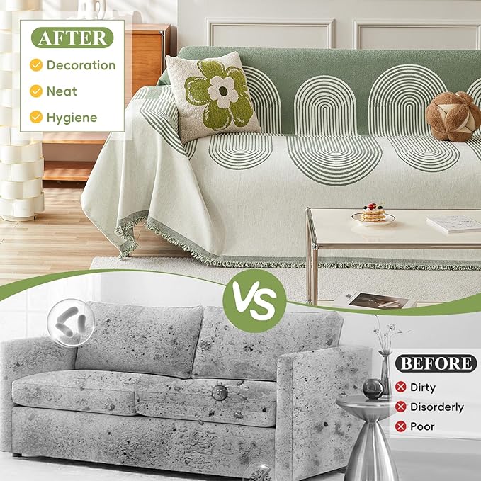 STACYPIK Modern Green Striped Couch Cover - Image 4