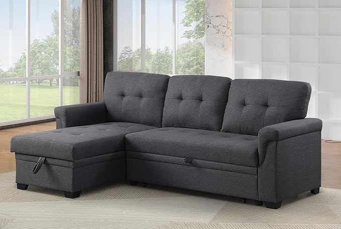 Ball & Cast L-Shape Reversible Sectional Sleeper Sofa Bed 4 in 1 Pull Out Couch - Image 4