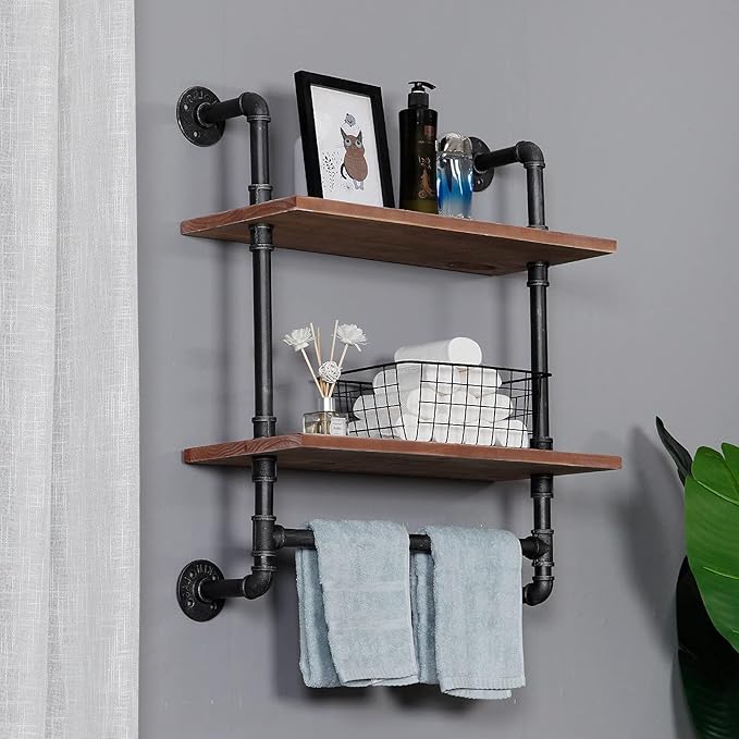 SSS Furniture Industrial Pipe Shelving Bathroom Floating Shelves Wall Mounted - Image 7