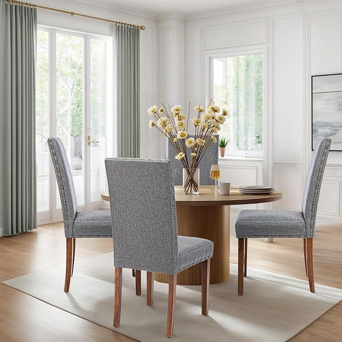 Parsons Kitchen Dining Chair Set Room Modern Upholstered Stylish Fabric High - Image 4