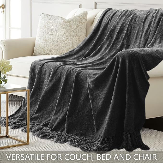 Chenille Throw Blanket for Couch 50"X 60", Soft Cozy Throws - Image 4