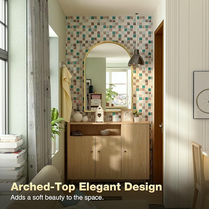 Brightify Arched Mirror, Arched Wall Mirror, 24 x 40 Inch Gold Arch Mirror - Image 5